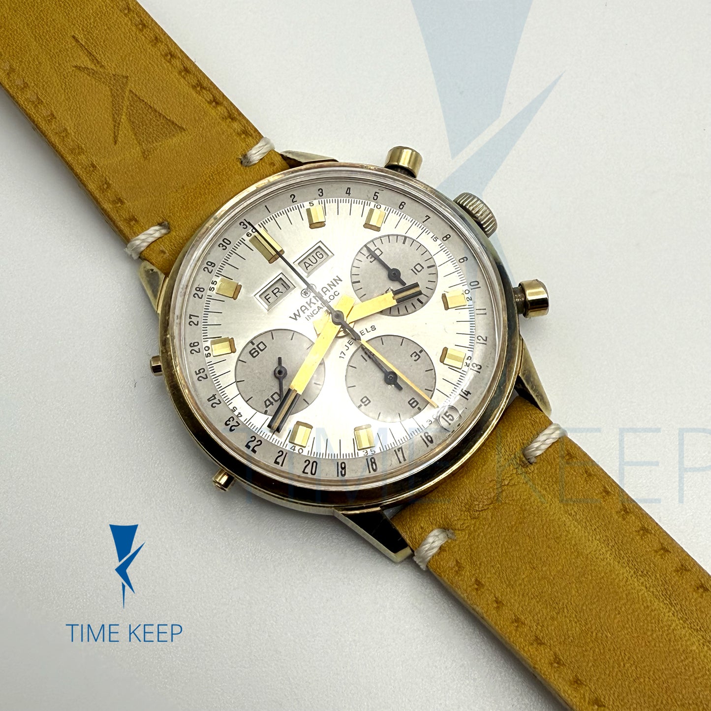 Vintage Wakmann Chronograph Triple Date Valjoux 730