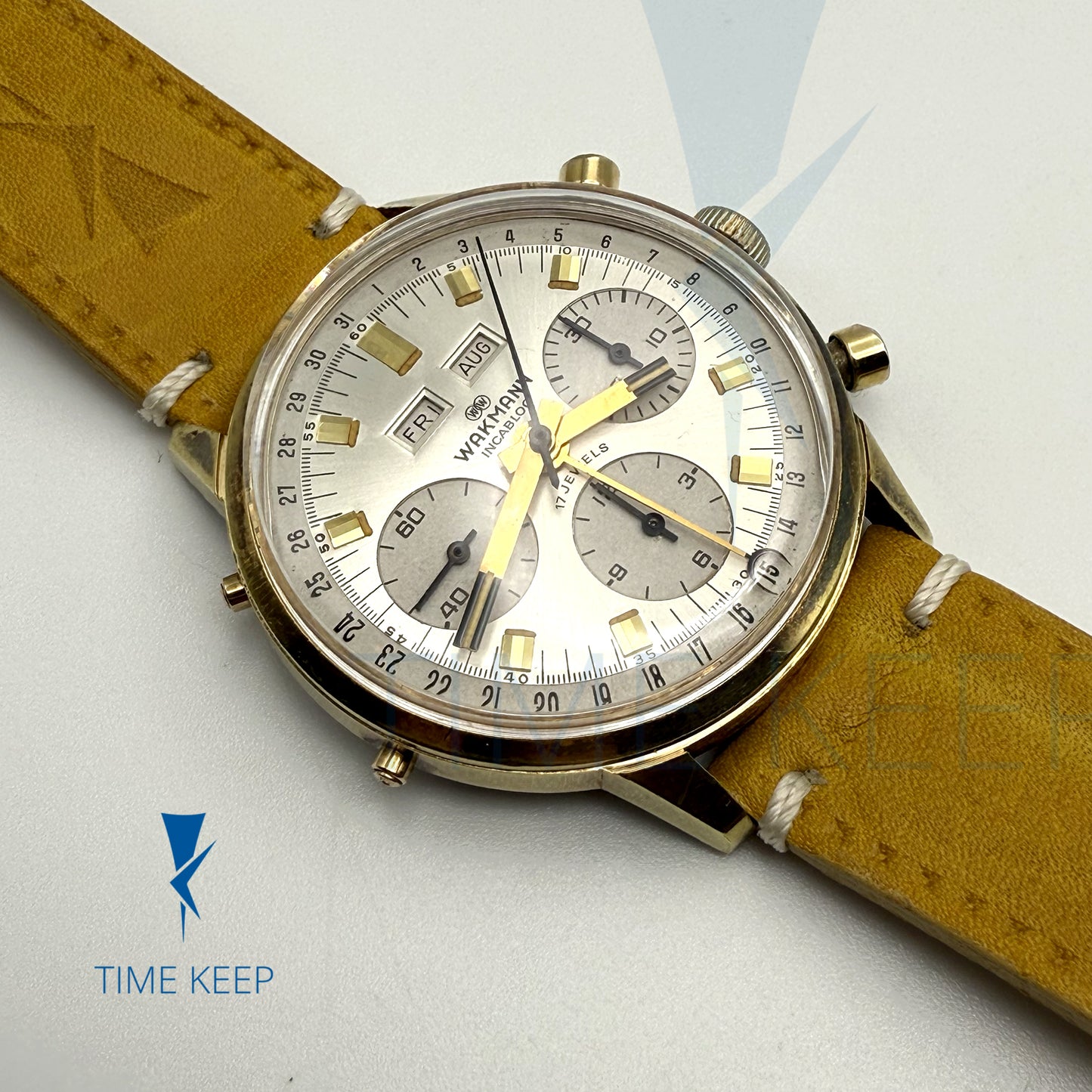 Vintage Wakmann Chronograph Triple Date Valjoux 730