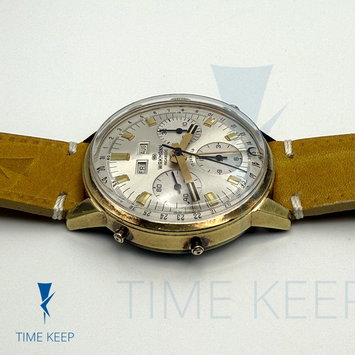 Vintage Wakmann Chronograph Triple Date Valjoux 730