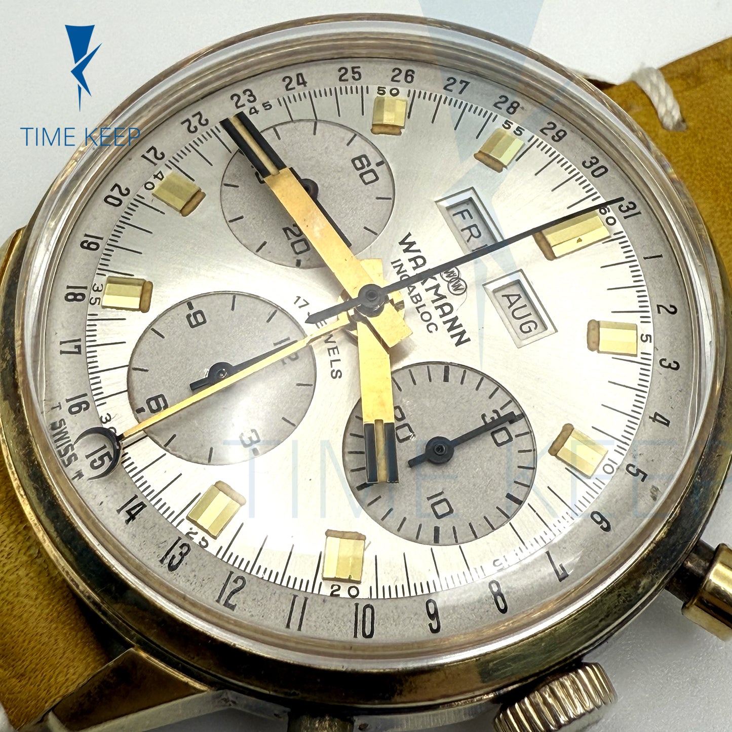 Vintage Wakmann Chronograph Triple Date Valjoux 730