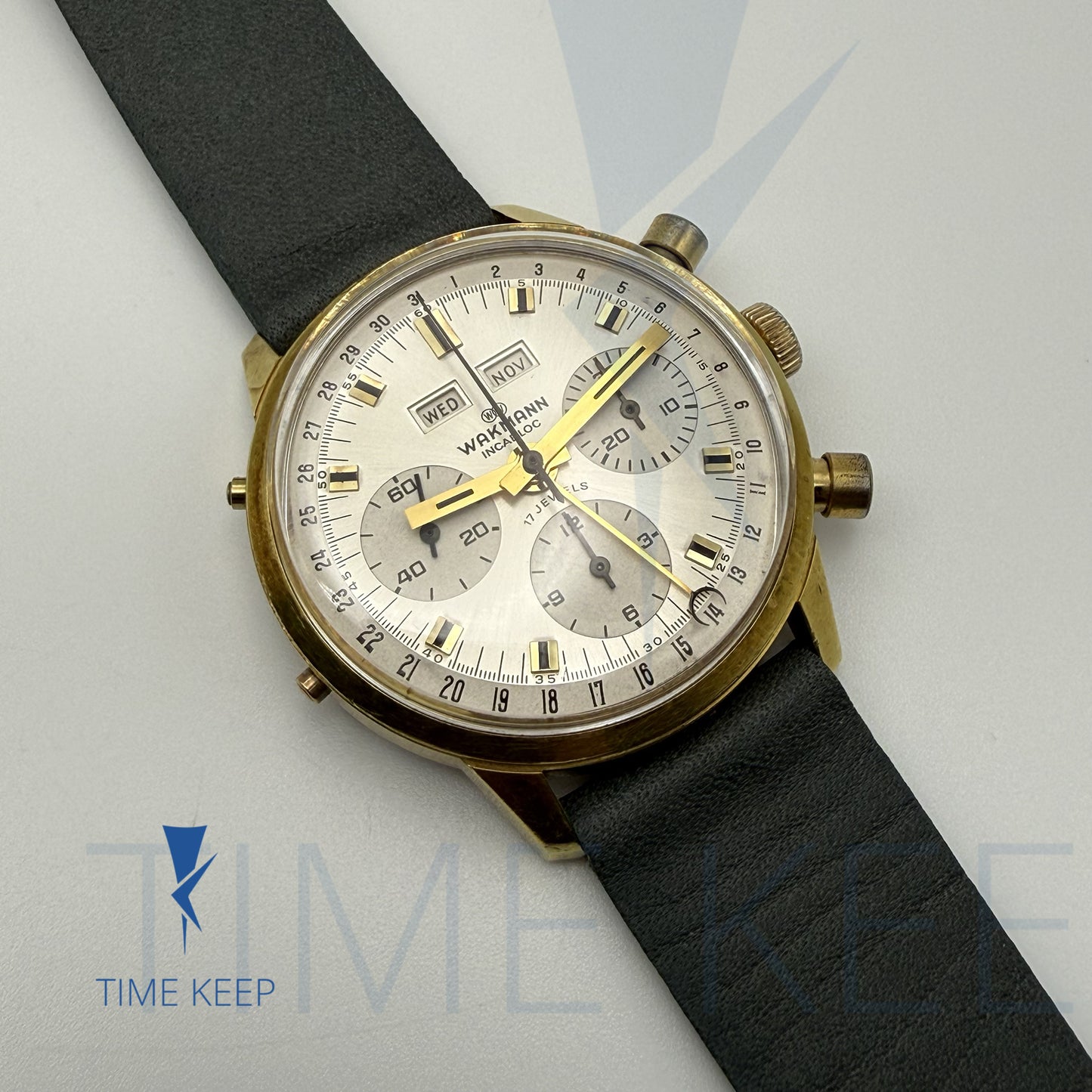 Vintage Wakmann Chronograph Triple Date Valjoux 730