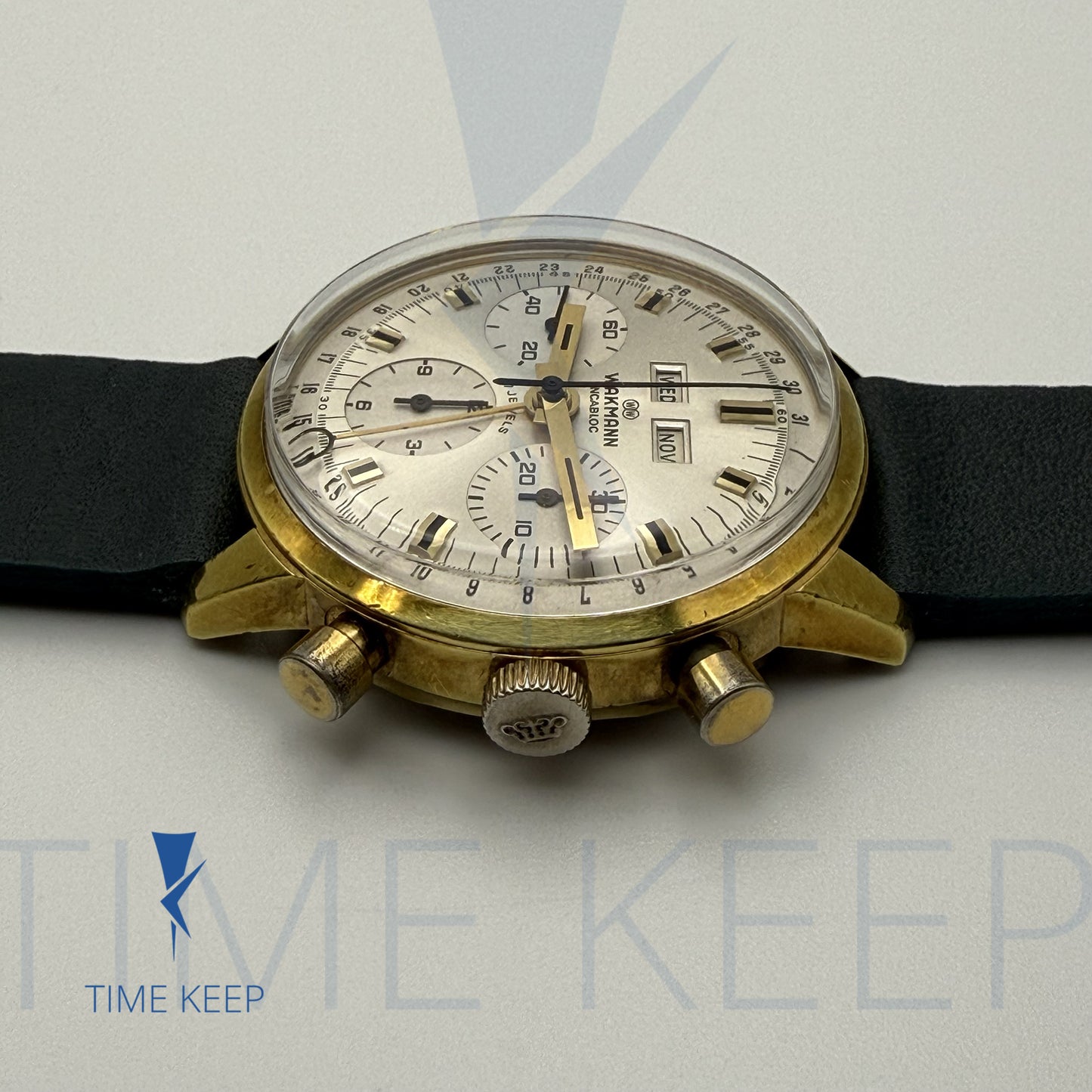 Vintage Wakmann Chronograph Triple Date Valjoux 730